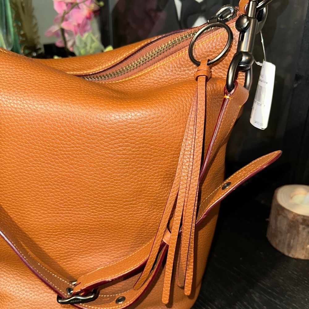 Coach Brown Pebbled Leather Hobo Shoulder Bag - Picture 7 of 8